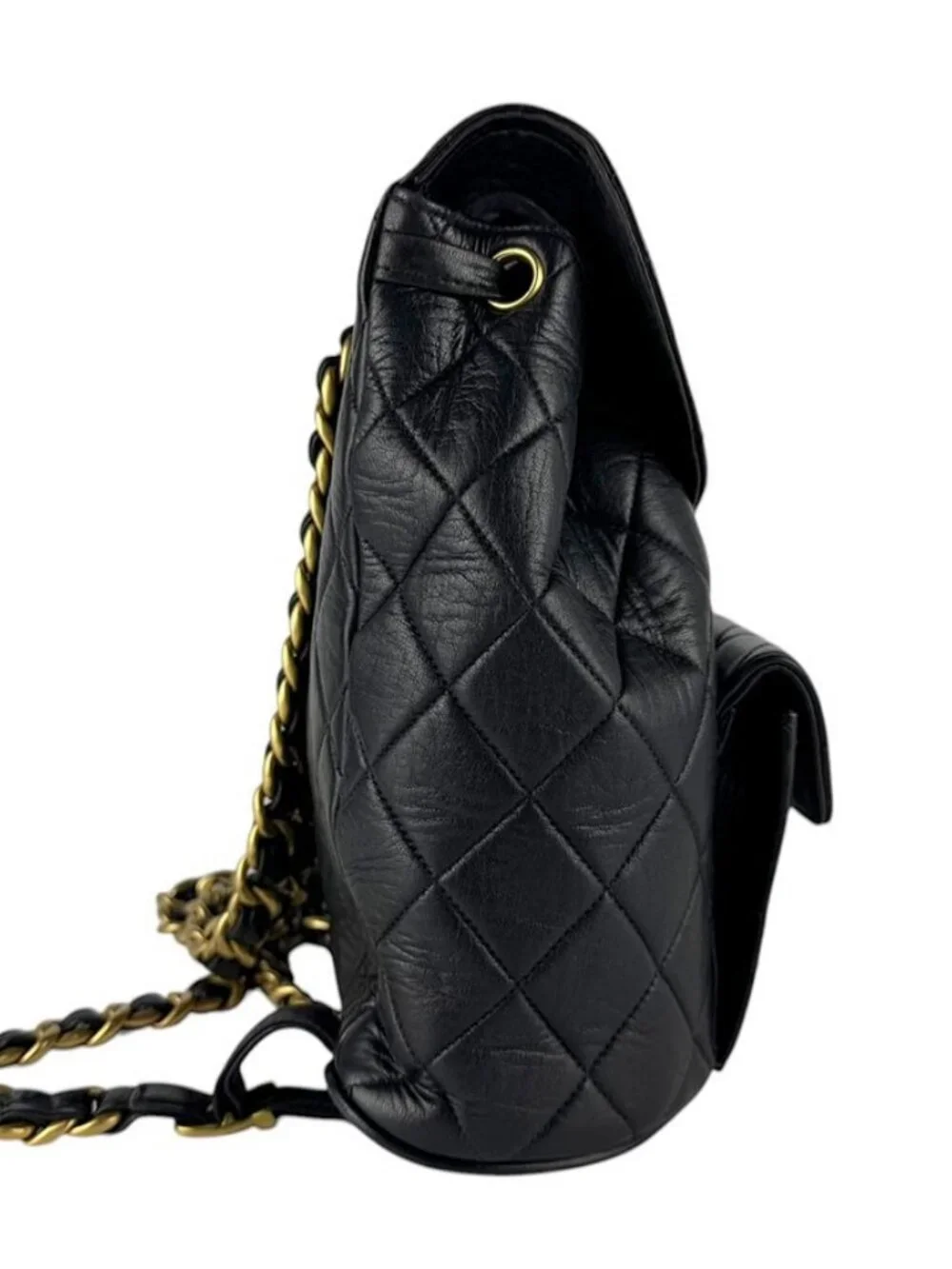 CHANEL Matelasse Backpack Black/Gold Leather/Metal -